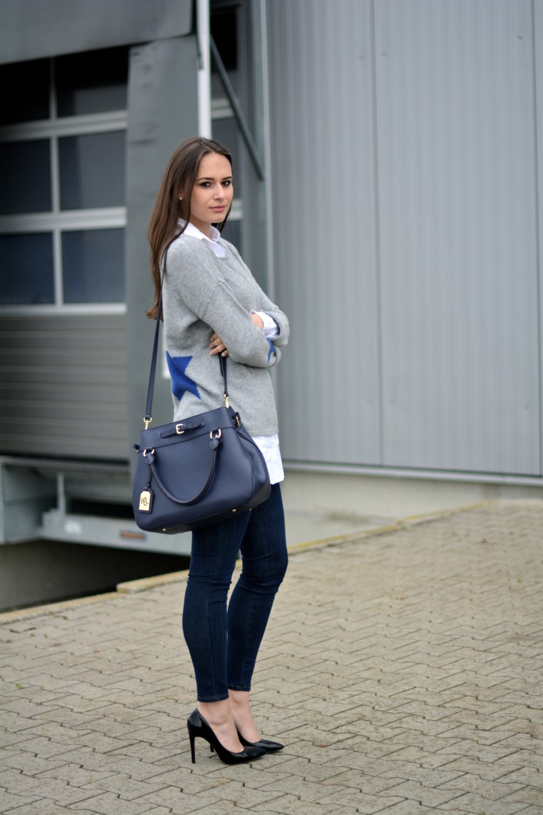 grauer kaschmirpullover mit Stern von 360Cashmere